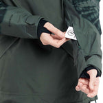 Volcom Women's Fern Insulated GORE-TEX Pullover 2024 - A dark green insulated jacket with a black zipper and black logo on the chest.