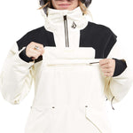 Volcom Women's Fern Insulated GORE-TEX Pullover 2024 - A black and white insulated pullover with a zipper down the front.
