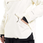 Volcom Women's Fern Insulated GORE-TEX Pullover 2024 - A cream-colored, long-sleeved pullover with a hood and black drawstring.