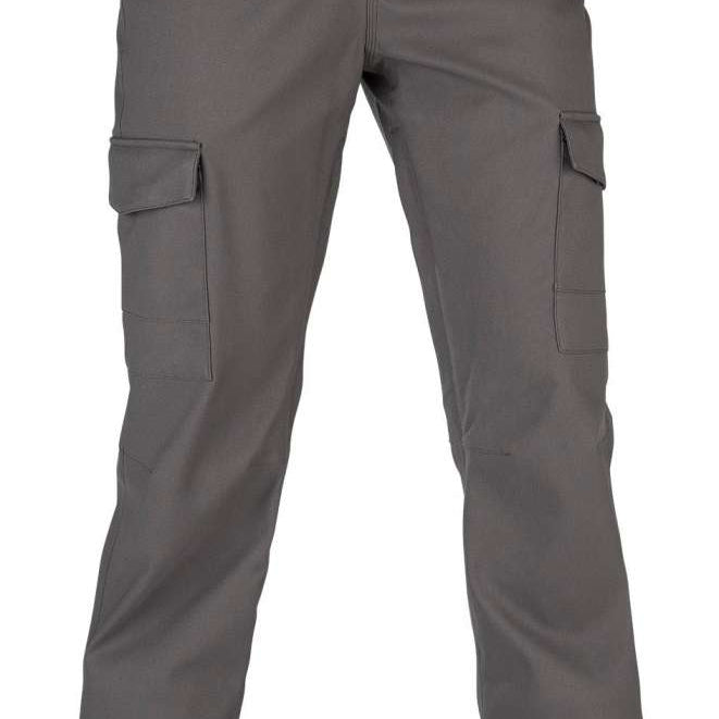 Volcom Women's Grace Stretch Pant 2022 - A pair of gray women's pants with zippered pockets and a stretchy material.