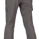 Volcom Women's Grace Stretch Pant 2022 - A pair of gray women's pants with a subtle floral pattern on the left leg, featuring a high waist and straight legs.