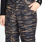 Volcom Women's Hallen Shell Pant 2023 - Black shell pant with a subtle white stripe pattern on the side seam.