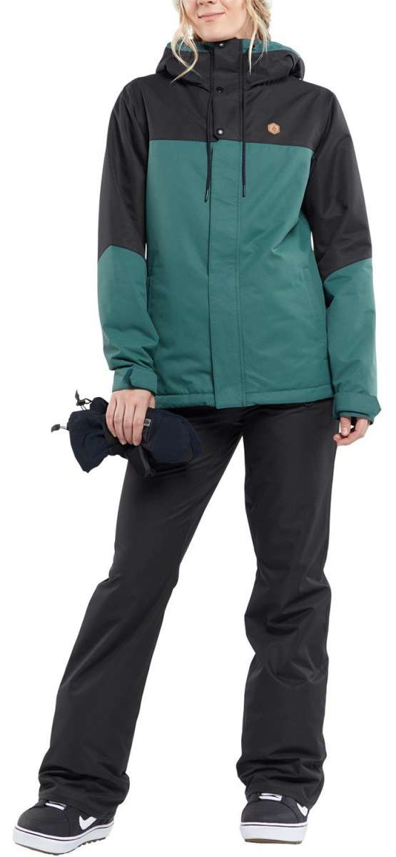 Volcom Women's Hallen Shell Pant - Black snow pants with a subtle white stripe on the side of each leg.