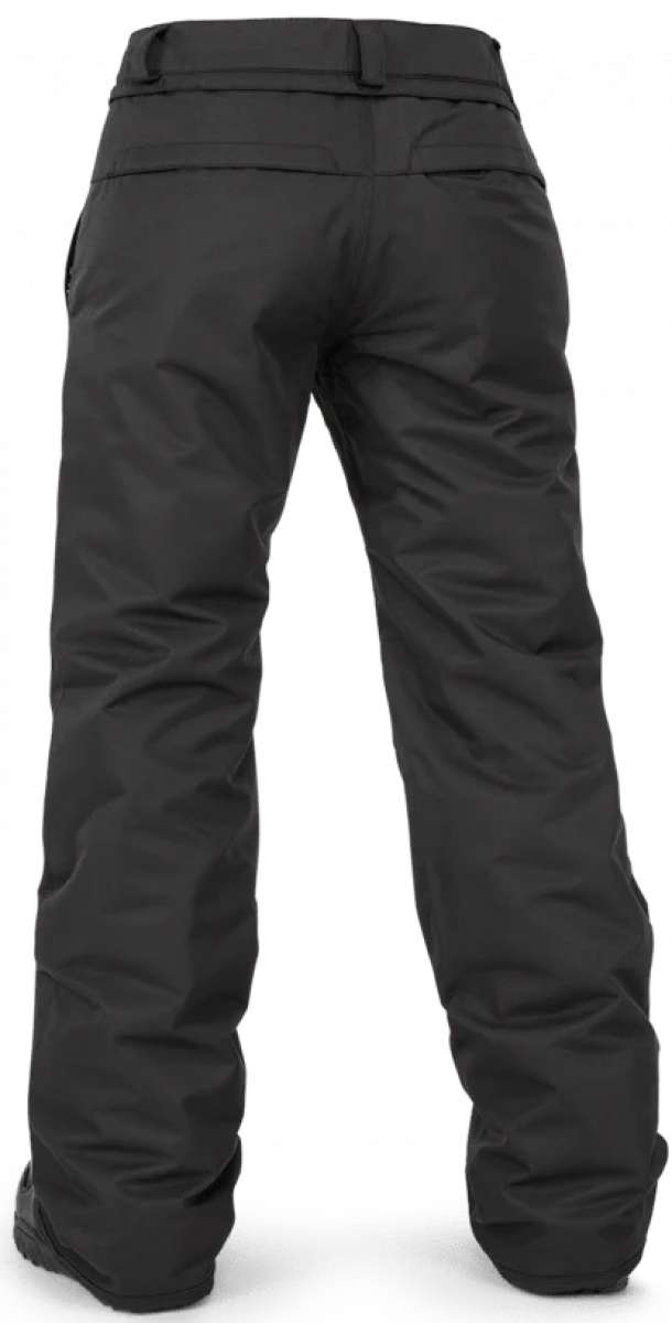 Volcom Women's Hallen Shell Pant 2024 - Black snow pants with a subtle white stripe pattern on the side of the leg.