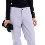 Volcom Women's Hallen Shell Pant - Black snow pants with white logo on left leg and zippered pockets.