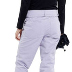 Volcom Women's Hallen Shell Pant 2024 - Black snow pants with white logo on left thigh and zippered pocket on right hip.