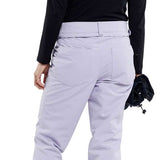 Volcom Women's Hallen Shell Pant 2024 - Black snow pants with white logo on left thigh and zippered pocket on right hip.