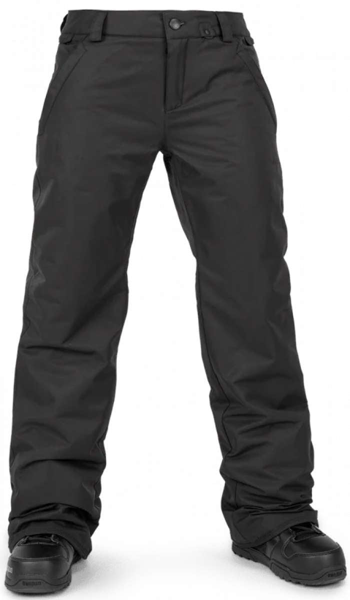 Volcom Women's Hallen Shell Pant 2024 - Black snow pants with a smooth, waterproof fabric and a subtle sheen.