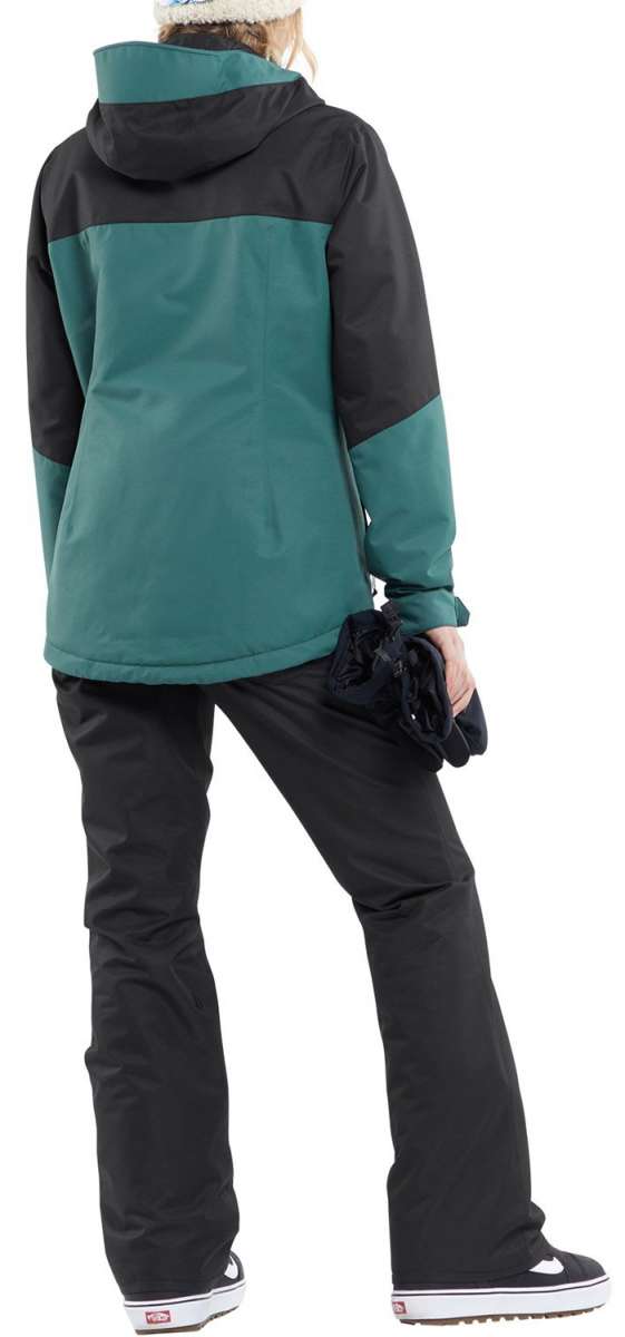 Volcom Women's Hallen Shell Pant 2024 - Black snow pants with a subtle white stripe on the side of one leg.