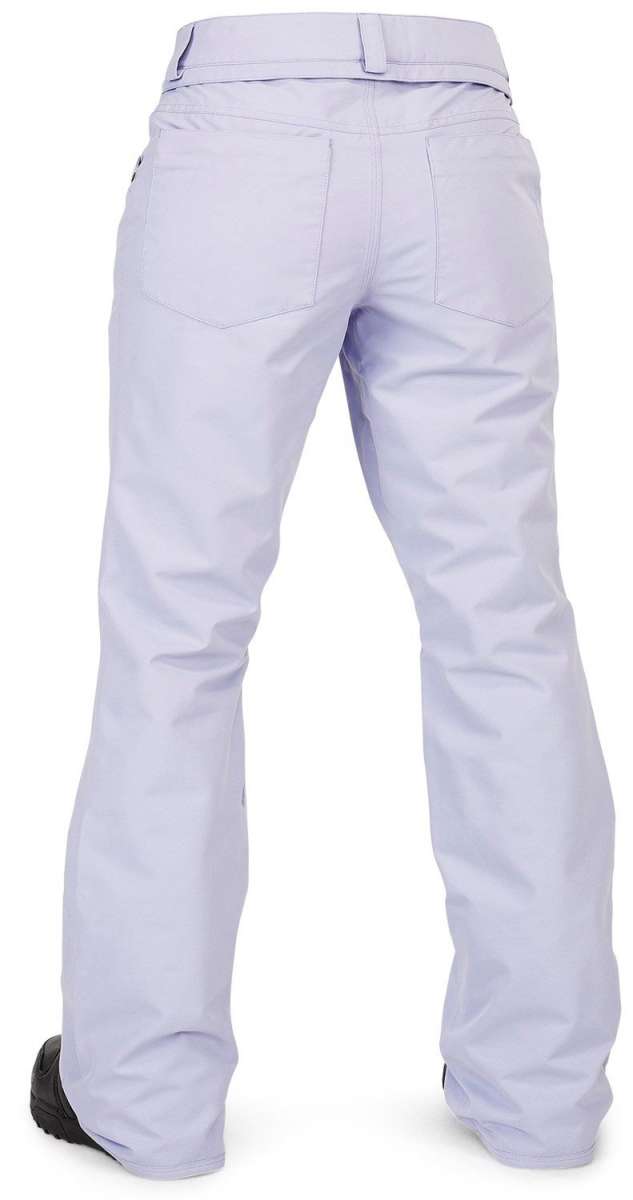 Volcom Women's Hallen Shell Pant 2024 - A pair of white snow pants with a belt and two back pockets.