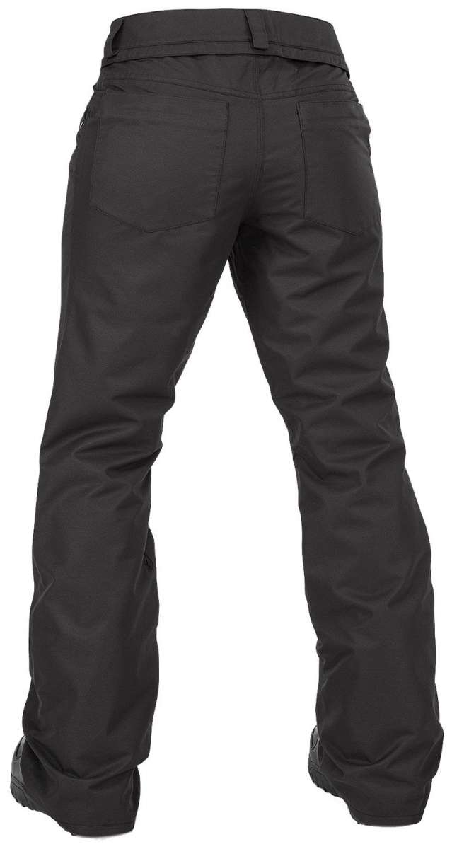 Volcom Women's Hallen Shell Pant 2024 - Black snow pants with a subtle white stripe pattern on the side of the leg.