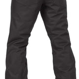 Volcom Women's Hallen Shell Pant 2024 - Black snow pants with a subtle white stripe pattern on the side of the leg.