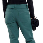 Volcom Women's Hallen Shell Pant 2024 - Black snow pants with a subtle white stripe down the side of each leg.