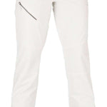 Volcom Women's Hallen Shell Pants 2022 - White snow pants with a diagonal zippered pocket on the right thigh and two small pockets on the left hip.