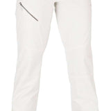 Volcom Women's Hallen Shell Pants 2022 - White snow pants with a diagonal zippered pocket on the right thigh and two small pockets on the left hip.