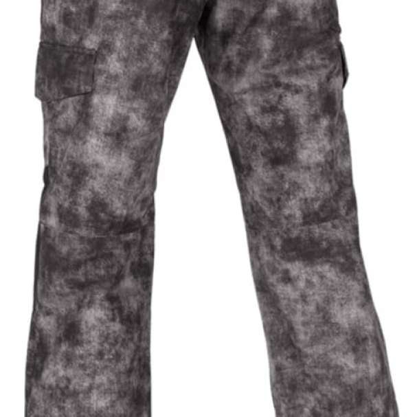 Volcom Women's Hotlapper Pants 2022 - Black pants with a subtle white pattern and two zippered pockets on the side.