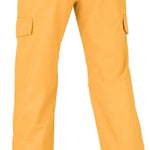 Volcom Women's Hotlapper Pants 2022 - A pair of khaki-colored pants with a cargo pocket on the thigh and elastic cuffs at the bottom.