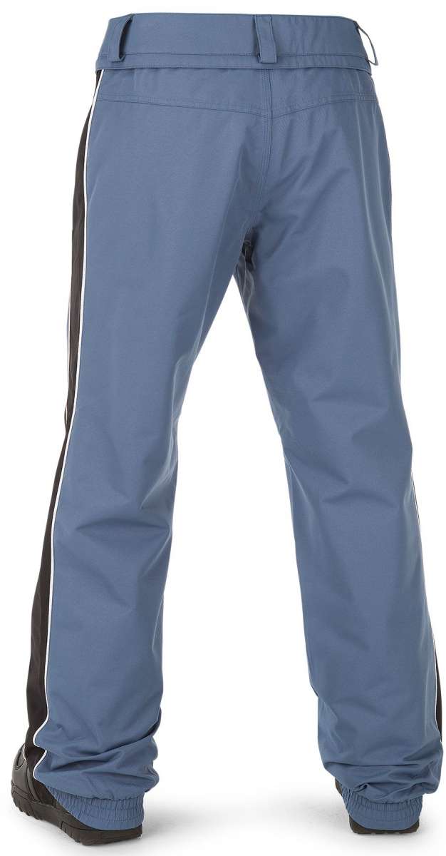 Volcom Women's Hotlapper Shell Pant 2023 - A pair of light blue snow pants with a white stripe down the side, featuring a belt loop and two zippered pockets on the back.