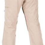 Volcom Women's Knox Insulated GORE-TEX Pant - Beige snow pants with a zippered pocket on the right thigh and a black logo patch on the left leg.