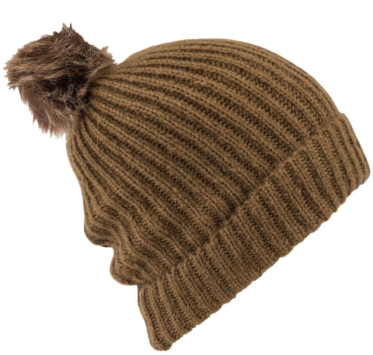 Volcom Women's Lula Beanie - Brown beanie with a pom-pom on top.