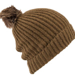 Volcom Women's Lula Beanie - Brown beanie with a pom-pom on top.