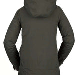 Volcom Women's NYA TDS Infrared Gore Tex Jacket 2022 - A dark-colored, long-sleeved jacket with a hood and zippered pockets.