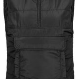 Volcom Women's Packable Puff Vest 2023 - A black puffer vest with a zippered front and two pockets on either side.