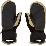 Volcom Women's Peep GORE-TEX Mittens - Black mittens with tan trim and a small black zipper on the cuff.