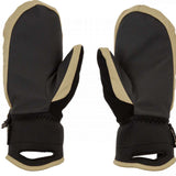 Volcom Women's Peep GORE-TEX Mittens - Black mittens with tan trim and a small black zipper on the cuff.