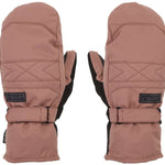 Volcom Women's Peep GORE-TEX Mittens - Mittens are light brown with a quilted pattern on top and black interior.