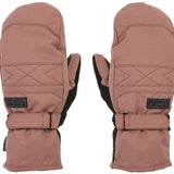 Volcom Women's Peep GORE-TEX Mittens - Mittens are light brown with a quilted pattern on top and black interior.