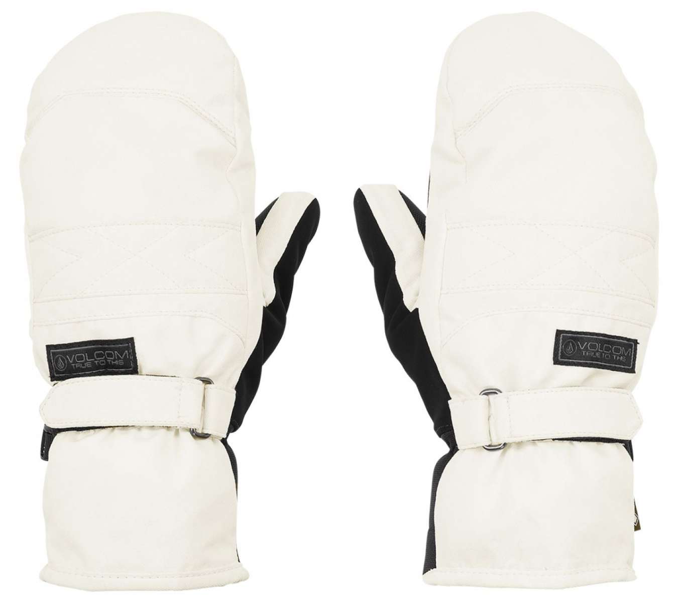 Volcom Women's Peep GORE-TEX Mittens - Black mittens with a quilted pattern and black Velcro straps on wrists.