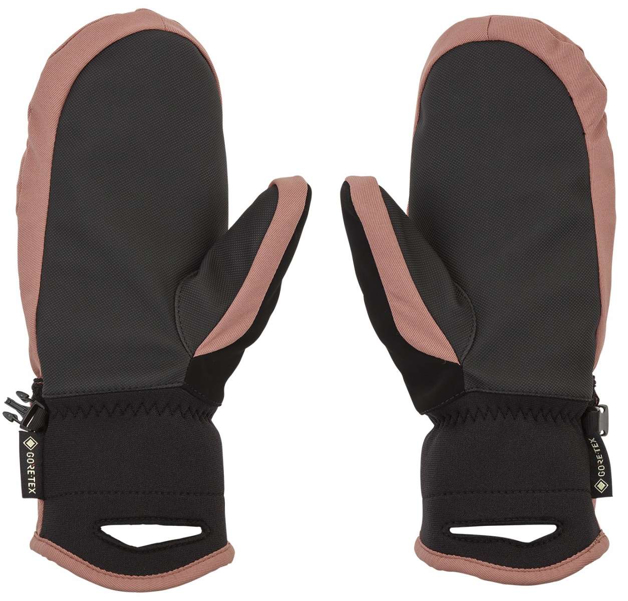 Volcom Women's Peep GORE-TEX Mittens - Black mittens with a textured pattern on the back and a solid black palm side.