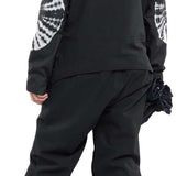Volcom Women's Shiloh Snow Suit - Black snowsuit with white tie-dye pattern on sleeves and back.