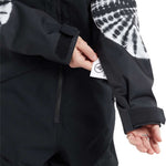 Volcom Women's Shiloh Snow Suit 2024 - Black snowsuit with white tie-dye pattern on sleeves and back.
