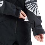 Volcom Women's Shiloh Snow Suit 2024 - Black snowsuit with white tie-dye pattern on sleeves and back.