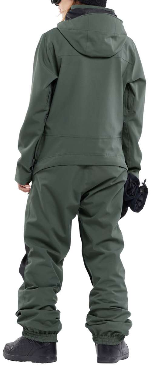 Volcom Women's Shiloh Snow Suit 2024 - Dark green snowsuit with black accents and a zippered front.