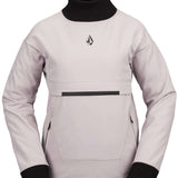 Volcom Women's Softshell Jacket 2023 - A light gray jacket with a black turtleneck collar and a small logo on the chest.