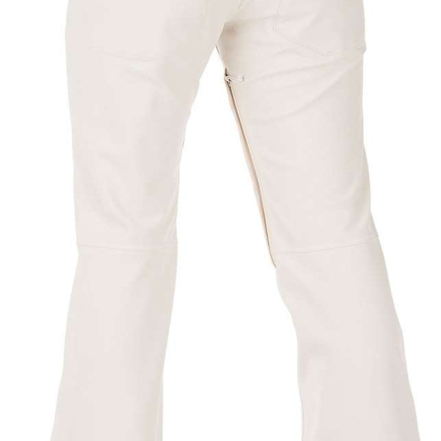 Volcom Women's Species Stretch Pant 2023 - A pair of white snow pants with zippered pockets and a belt loop on the back.