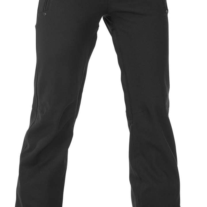 Volcom Women's Species Stretch Pant 2023 - Black pants with a subtle white pattern on the side pockets.