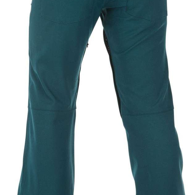 Volcom Women's Species Stretch Pant 2023 - A pair of dark green pants with zippered pockets and a belt loop on the back.