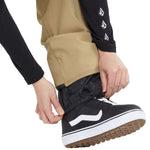 Volcom Women's Species Stretch Pant 2024 - Black snow pants with a subtle white geometric pattern on the left leg.