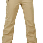 Volcom Women's Species Stretch Pant - Beige pants with a subtle pattern of darker beige lines and small, dark-colored dots on the upper thigh area.