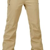 Volcom Women's Species Stretch Pant - Beige pants with a subtle pattern of darker beige lines and small, dark-colored dots on the upper thigh area.