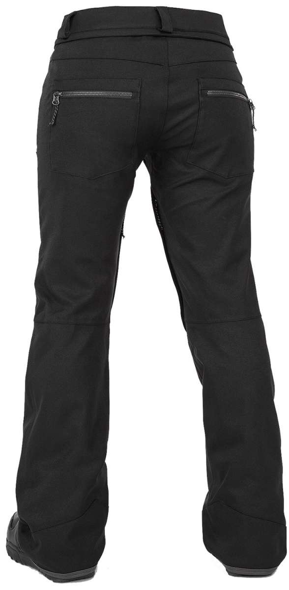 Volcom Women's Species Stretch Pant 2024 - Black pants with zippered pockets and a belt loop on the back.