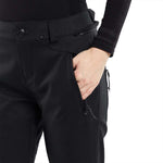 Volcom Women's Species Stretch Pant 2024 - Black pants with a zippered pocket on the side of the leg.