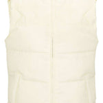 Volcom Women's Stone Castine Puff Vest 2024 - A cream-colored puffer vest with a high collar and zippered front.
