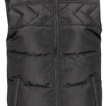 Volcom Women's Stone Castine Puff Vest 2024 - A black puffer vest with a high collar and quilted pattern on the front.
