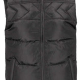 Volcom Women's Stone Castine Puff Vest 2024 - A black puffer vest with a high collar and quilted pattern on the front.