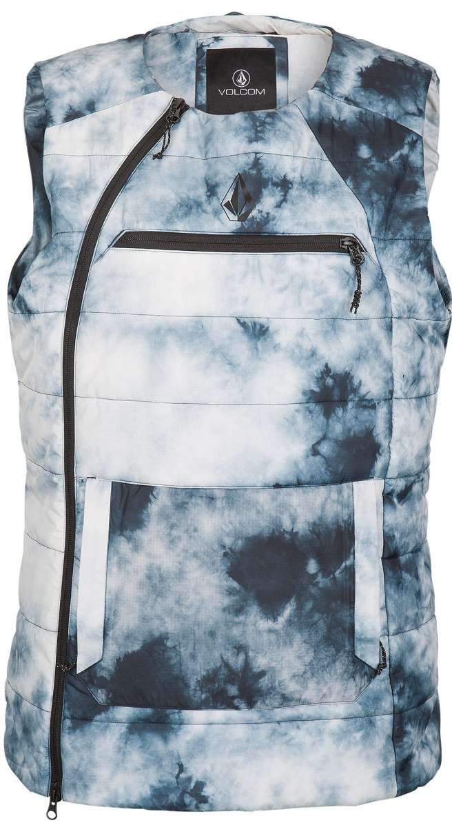 Volcom Women's T.T.T. 4 in 1 Jacket 2023 - A black and white tie-dye patterned jacket with a zipper down the front.